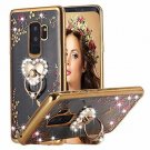 for Samsung Galaxy S9 Plus Case Mirror Glitter Diamond Crystal Ring Holder Gold