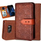 For Galaxy S7 Edge Wallet Case Ultra Slim Vintage Leather Folio Flip Book Brown