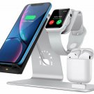 Wireless Charging Stand for Apple iWatch Charging Bestand 3in1 Aluminum Silver
