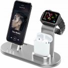 Wireless Charging Stand  Aluminum 4 Watch Charging Stand for AirPods Silver