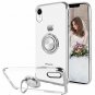 For iPhone XR Case Built-in 360 Rotatable Ring Kickstand Transparent TPU Sliver