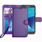 For Samsung Galaxy J7 2017 Case Luxury PU Leather Wallet Flip Protective Purple