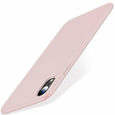 For iPhone XR Case Silicone AntiSlip Liquid Gel Rubber Slim Microfiber Pink Sand