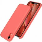 For iPhone XR Case Liquid Silicone Rubber Slim Shockproof Microfiber Coral