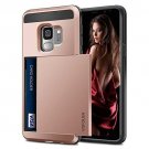 for Samsung Galaxy S9 Case Wallet Card Slot Holder Hidden Pocket Dual Layer Pink