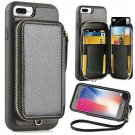 For iPhone 7/8 Plus Leather Wallet Case with Credit Card Holder Cover Black
