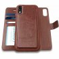 For iPhone XR Case Wallet Wireless Charger Detachable Vegan Leather Brown