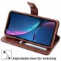 For iPhone XR Case Wallet Wireless Charger Detachable Vegan Leather Brown