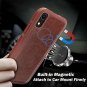 For iPhone XR Case Wallet Wireless Charger Detachable Vegan Leather Brown