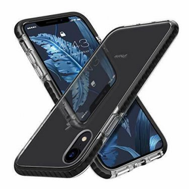 For iPhone XR Case Clear Thin Slim Anti-Slippery Shockproof Bumper Black