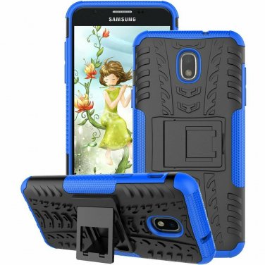 Samsung Galaxy J7 2018 Case Kickstand Shock Absorbing Hybrid Double Layer Blue