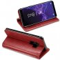 For Samsung Galaxy s9 Plus Case Genuine Leather Vintage Wallet Folding Red