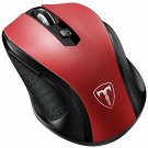 Wireless Mouse Optical USB Receiver 2.4G 5 Adjustable DPI Levels 6 Buttons Red