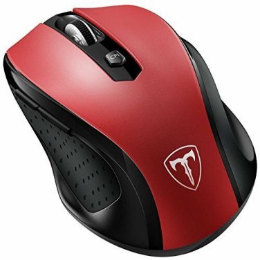 Wireless Mouse Optical USB Receiver 2.4G 5 Adjustable DPI Levels 6 Buttons Red