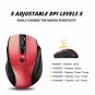 Wireless Mouse Optical USB Receiver 2.4G 5 Adjustable DPI Levels 6 Buttons Red