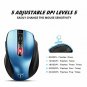 Wireless Mouse Optical USB Receiver 2.4G 5 Adjustable DPI Levels 6 Buttons Blue