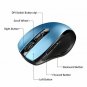 Wireless Mouse Optical USB Receiver 2.4G 5 Adjustable DPI Levels 6 Buttons Blue