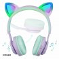 Bluetooth Headphones Riwbox 7S Cat Ear LED Light Wireless Foldable PurpleGreen