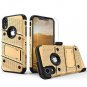 iPhone XR Case Military Grade Drop Tested Tempered Glass Screen Gold Black