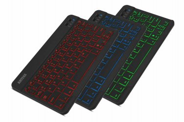 Keyboard Universal Slim Portable Wireless Bluetooth 3.0 7 Colors Backlit Black