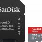 SanDisk 256GB Ultra MicroSDXC UHSI Memory Card with Adapter  100MB/S  Full HD