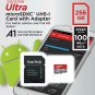 SanDisk 256GB Ultra MicroSDXC UHSI Memory Card with Adapter  100MB/S  Full HD