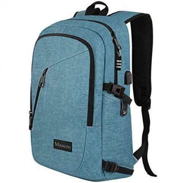 LaptopTravel Bag Theft Durable School Bag Lightweight Charging Port Crest Blue