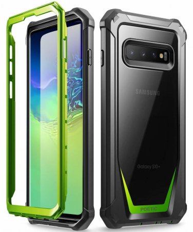 For Galaxy S10 Plus Case Rugged Clear FullBody Hybrid Bumper Cover Green