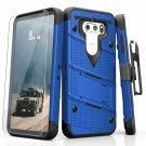 For LG V30 Case Military Grade Drop Tested Tempered Glass Screen Protector Black