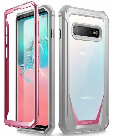 For Galaxy S10 Plus Case Rugged Clear FullBody Hybrid Bumper Cover Pink