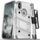 For iPhone X/XS Case Military Grade Drop Tested Screen Protector White Gray