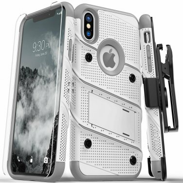 For iPhone X/XS Case Military Grade Drop Tested Screen Protector White Gray