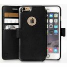 For iPhone 6S Plus Wallet case Faux Leather Ultra-Strong Magnetic Closure Black