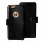 For iPhone 6S Plus Wallet case Faux Leather Ultra-Strong Magnetic Closure Black