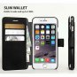 For iPhone 6S Plus Wallet case Faux Leather Ultra-Strong Magnetic Closure Black