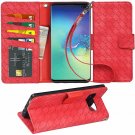 Samsung Galaxy S10 Plus Case Wallet PU Leather Stand Feature Wrist Strap Red