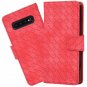 Samsung Galaxy S10 Plus Case Wallet PU Leather Stand Feature Wrist Strap Red
