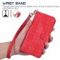 Samsung Galaxy S10 Plus Case Wallet PU Leather Stand Feature Wrist Strap Red