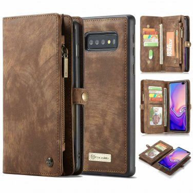 For Galaxy S10 Plus Case Wallet Handmade Premium Cowhide Leather Card Slot Brown