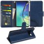 Samsung Galaxy S10 Plus Case Wallet PU Leather Stand Feature Wrist Strap Blue
