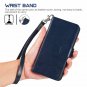 Samsung Galaxy S10 Plus Case Wallet PU Leather Stand Feature Wrist Strap Blue