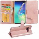 Samsung Galaxy S10 Plus Case Wallet PU Leather Stand Feature Wrist Strap Rose