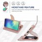 Samsung Galaxy S10 Plus Case Wallet PU Leather Stand Feature Wrist Strap Rose