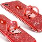 For Apple iPhone XR Case Cute Girly Glitter Bling Diamond Rhinestone Ring Red