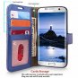 For Galaxy S7 Edge Wallet Case Leather Diamond Jewel Card Slots Navy Blue Bling