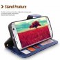 For Galaxy S7 Edge Wallet Case Leather Diamond Jewel Card Slots Navy Blue Bling