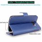 For Galaxy S7 Edge Wallet Case Leather Diamond Jewel Card Slots Navy Blue Bling