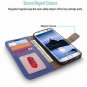 For Galaxy S7 Edge Wallet Case Leather Diamond Jewel Card Slots Navy Blue Bling