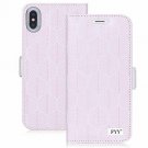 For iPhone Xs Max Case Premium Leather Handmade Flip Folio Wallet Magnetic Pink