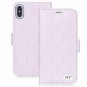 For iPhone Xs Max Case Premium Leather Handmade Flip Folio Wallet Magnetic Pink